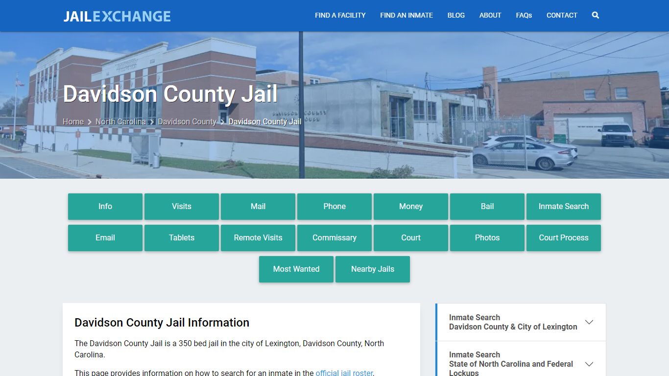 Davidson County Jail, NC Inmate Search, Information
